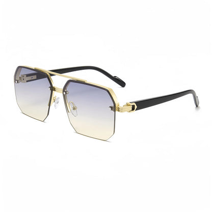 Double Bridge Square Frame Polygon Wome Sunglasses Fashion Metal Glasses Street Shot High grade Sunglasses