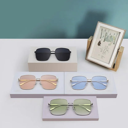 2025 New Retro Luxury Brand Design Eyewear for Men Women Large Metal Frame Colored Lenses Sunglasses UV400 Protection