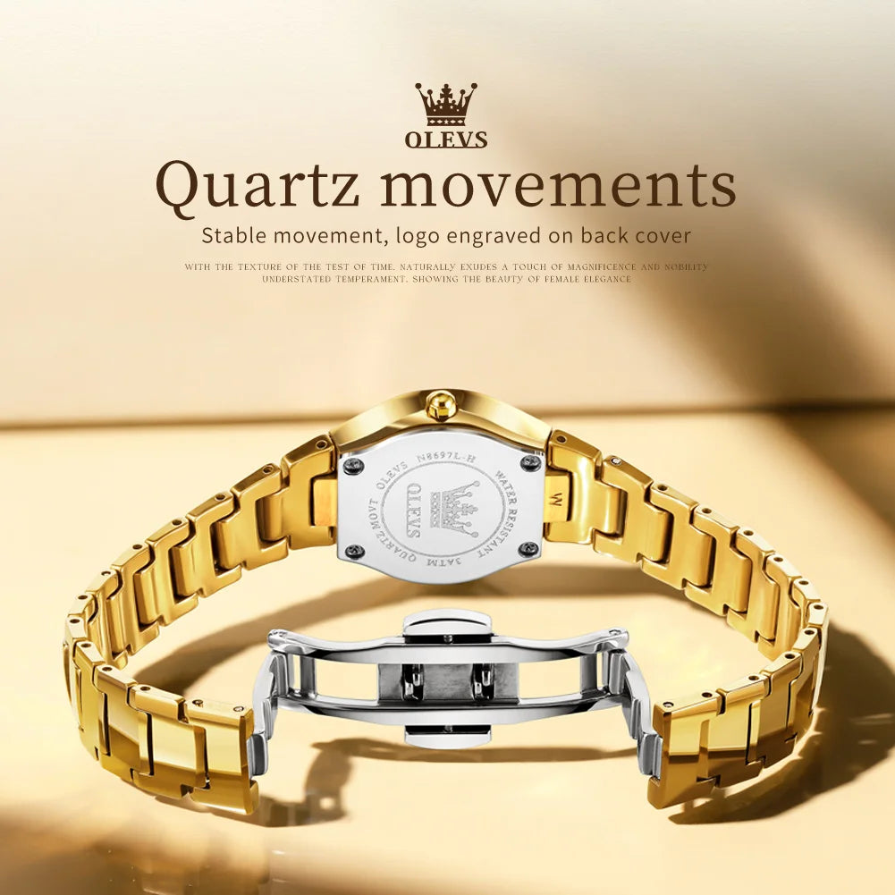 OLEVS 8697 Watches Man Original Quartz Wristwatch Waterproof Luminous Tungsten Steel Week Date Mens&Womens Watches Gift Box